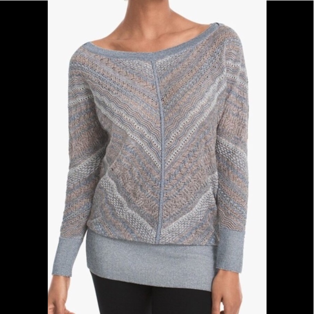WHBM Metallic Sweater Rose Dolman